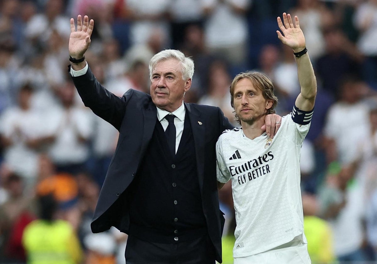 Ancelotti y Modric, emcionados, se despiden